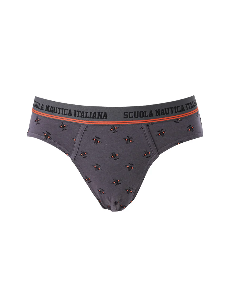 Slip da uomo in cotone elastico con stampe - grigio