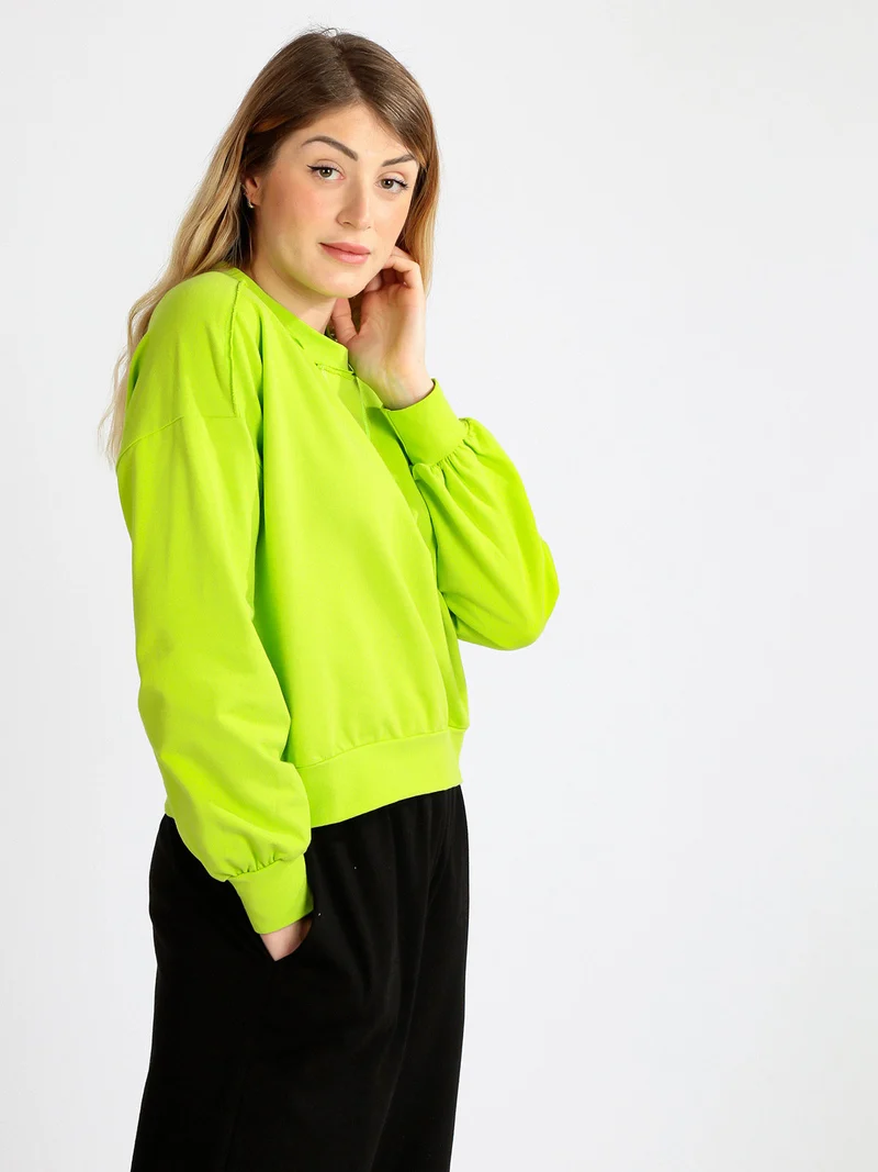 Felpa cropped in cotone - mela