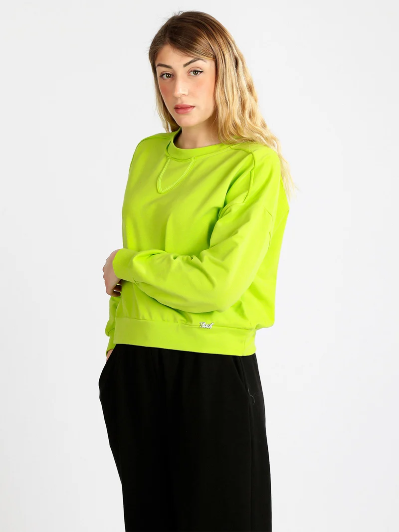 Felpa cropped in cotone - mela