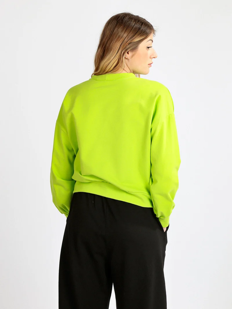 Felpa cropped in cotone - mela