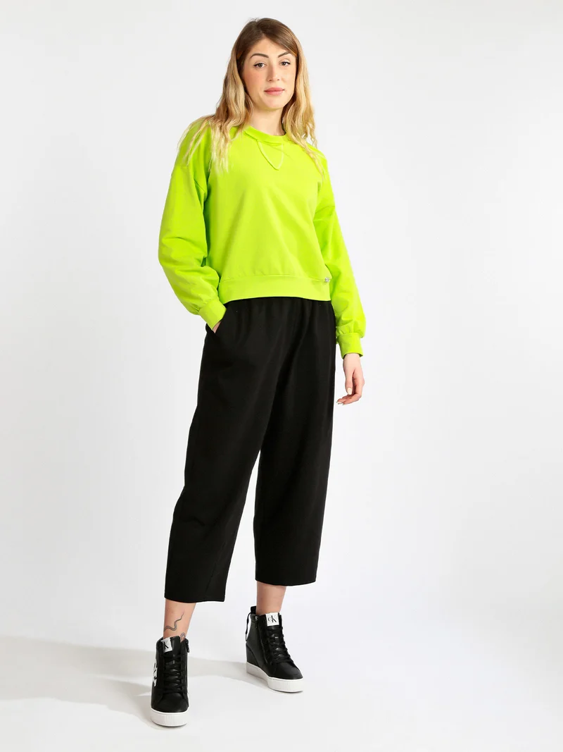 Felpa cropped in cotone - mela