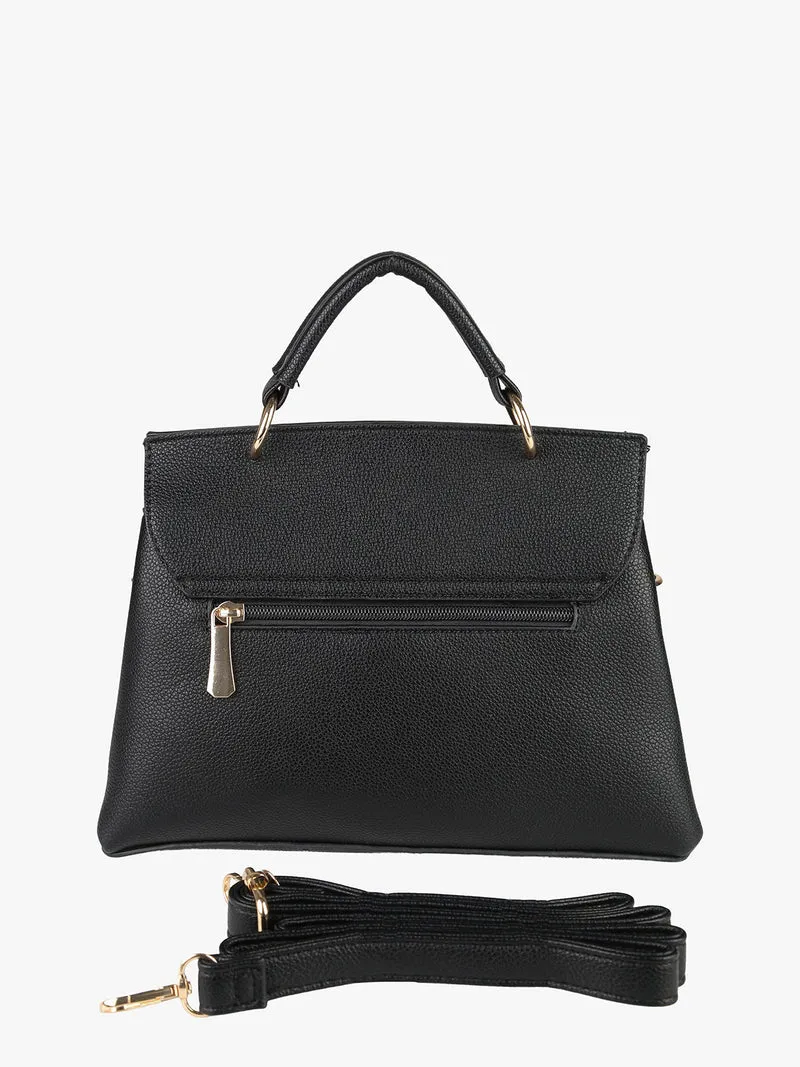 Borsa frame con tracolla e borchie - nero