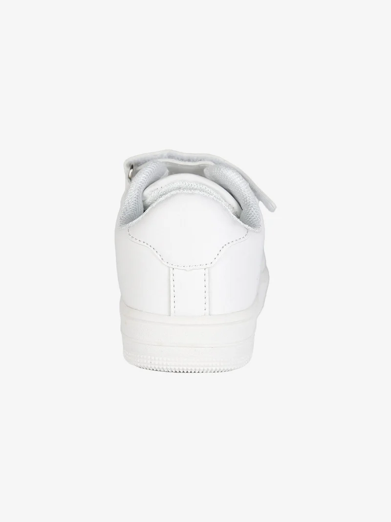 Sneakers da ragazzi con cinturino a strappo e lacci elastici - bianco