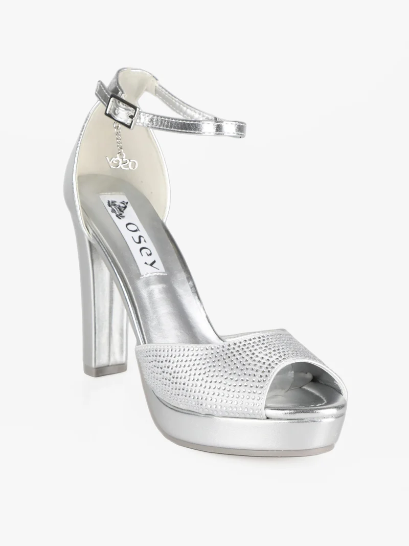 Sandalo alto con strass donna - argento