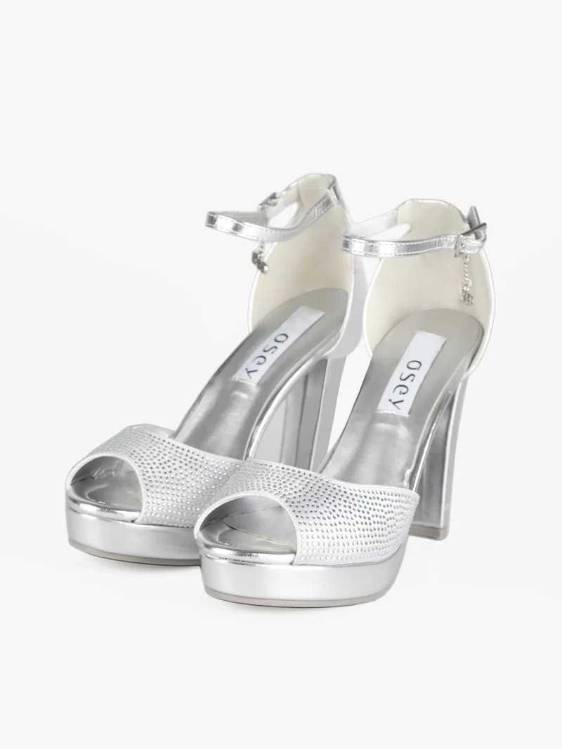 Sandalo alto con strass donna - argento