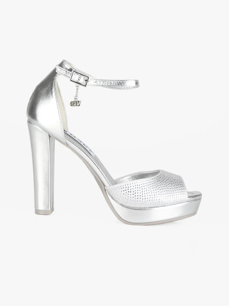 Sandalo alto con strass donna - argento
