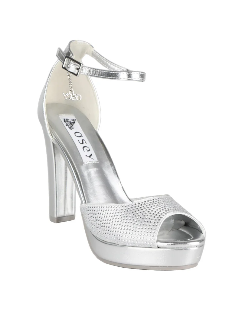 Sandalo alto con strass donna - argento
