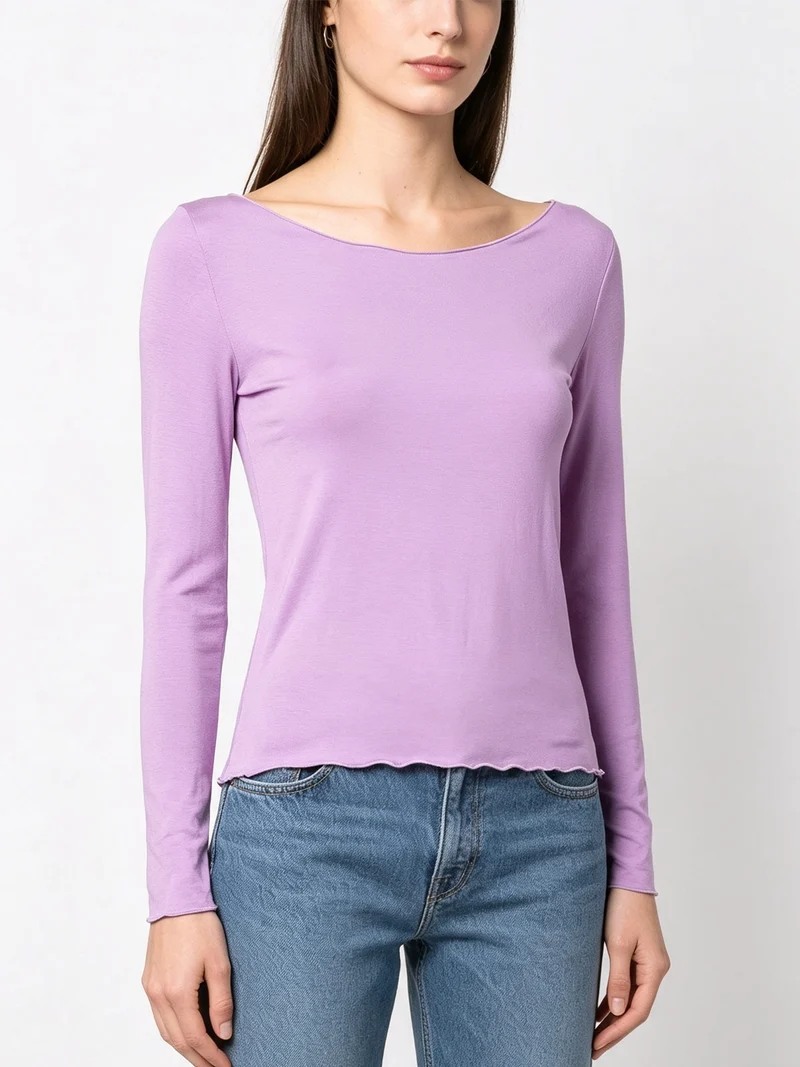 T-shirt donna a maniche lunghe in viscosa - viola