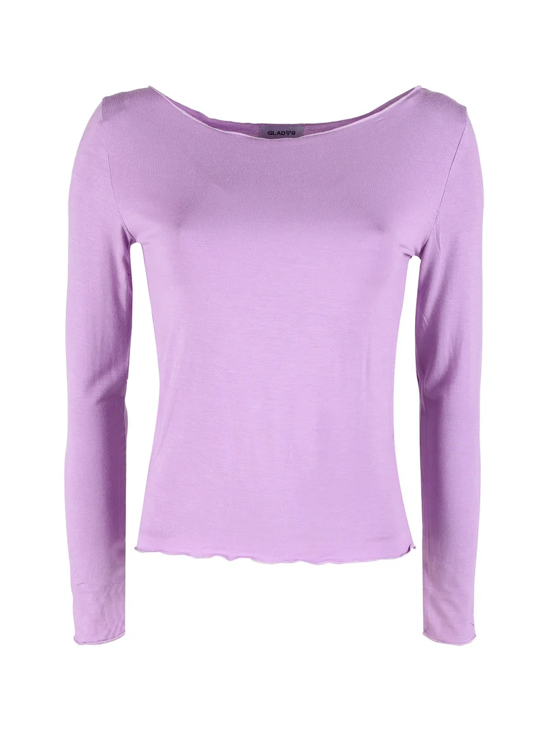 T-shirt donna a maniche lunghe in viscosa - viola