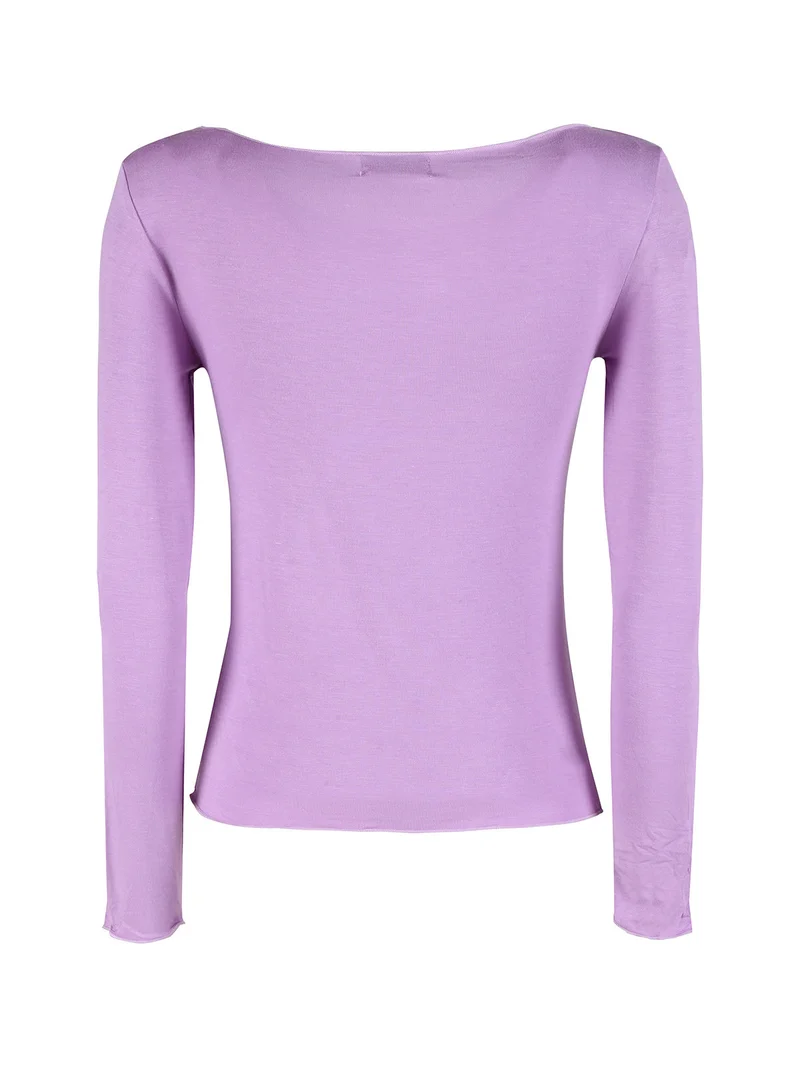T-shirt donna a maniche lunghe in viscosa - viola