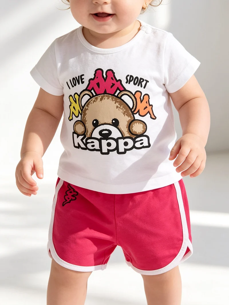 Completo corto da neonata 2 pezzi con t-shirt e shorts - bianco