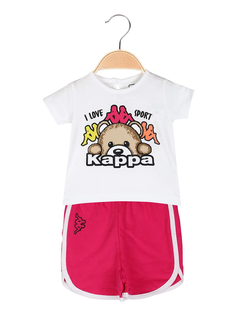 Completo corto da neonata 2 pezzi con t-shirt e shorts - bianco
