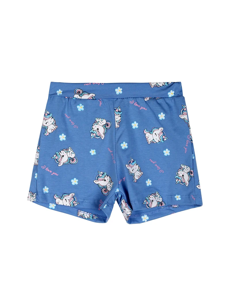 Completo corto da neonata unicorno con t-shirt e shorts - bianco