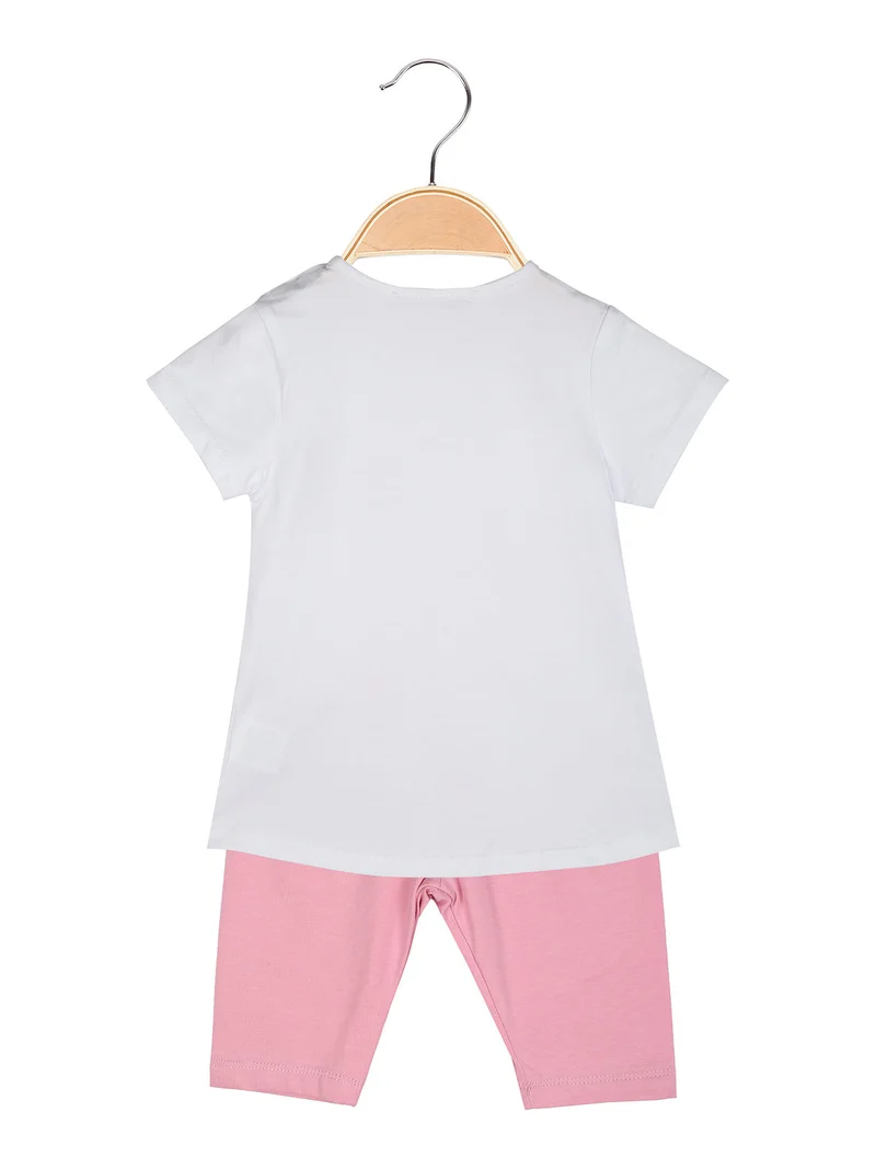 Completo da neonata 2 pezzi con t-shirt e pinocchietti - rosa
