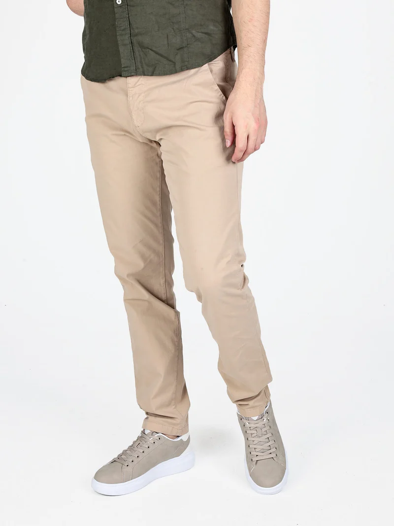 Pantaloni da uomo in cotone a vita bassa - khaki
