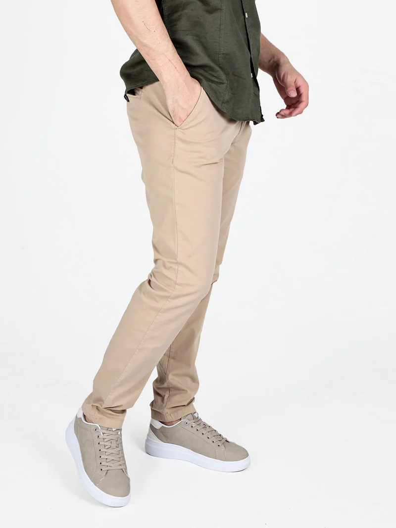 Pantaloni da uomo in cotone a vita bassa - khaki