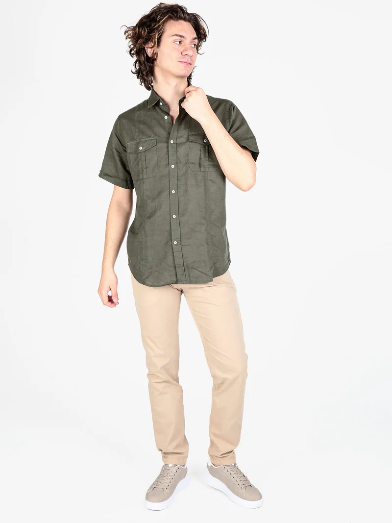 Pantaloni da uomo in cotone a vita bassa - khaki