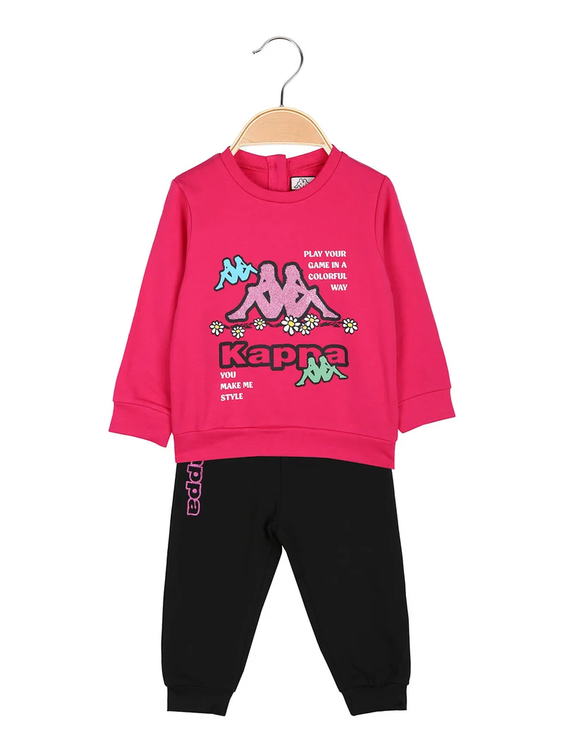 Completo tuta da neonata 2 pezzi con felpa e pantaloni in cotone - fucsia