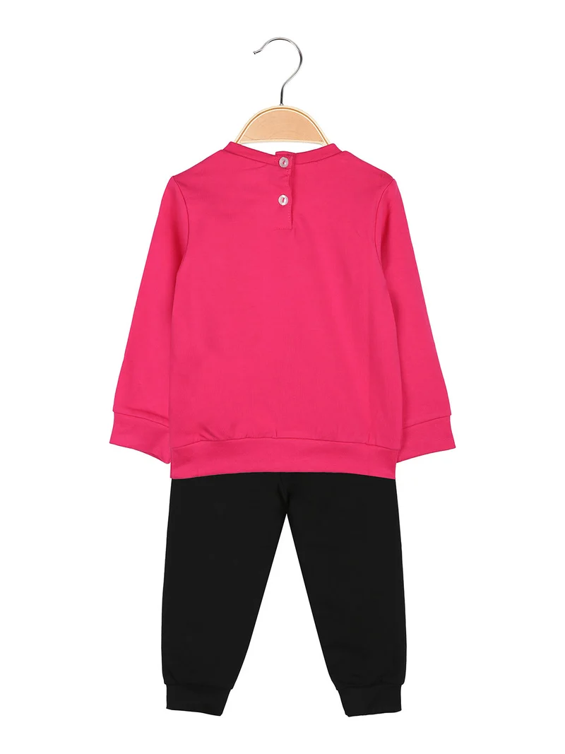 Completo tuta da neonata 2 pezzi con felpa e pantaloni in cotone - fucsia