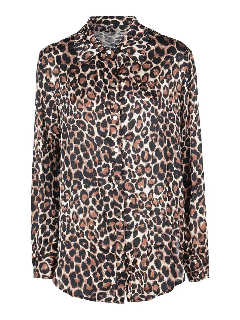 Camicia donna maculata a maniche lunghe - marrone scuro