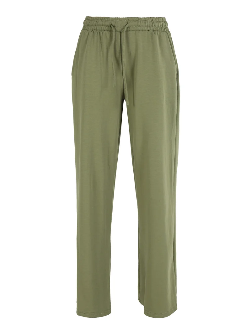 Pantaloni sportivi da donna a gamba larga con coulisse - verde