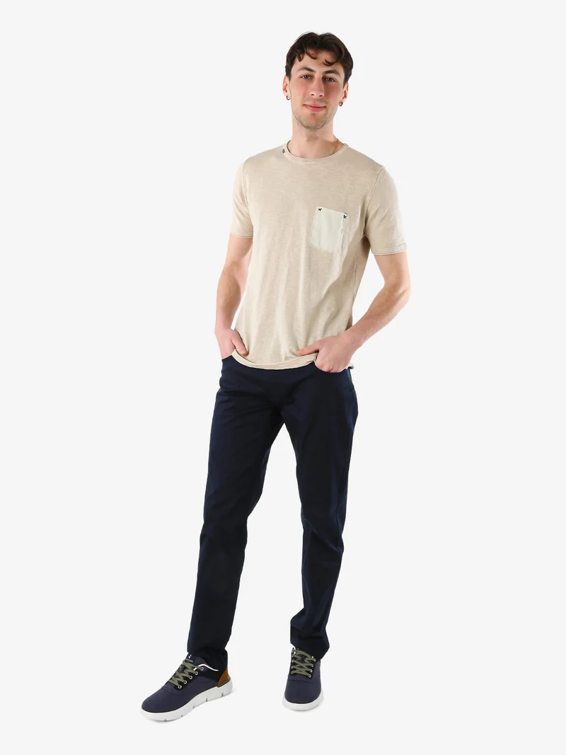 Pantaloni casual da uomo in cotone - blu scuro