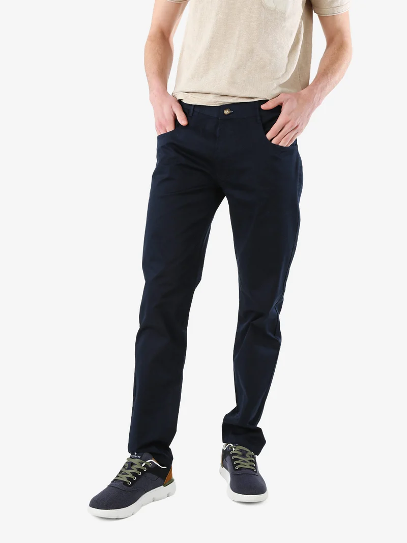 Pantaloni casual da uomo in cotone - blu scuro