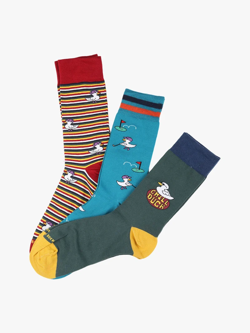Confezione da 3 paia di calze tennis unisex con disegni - azzurro
