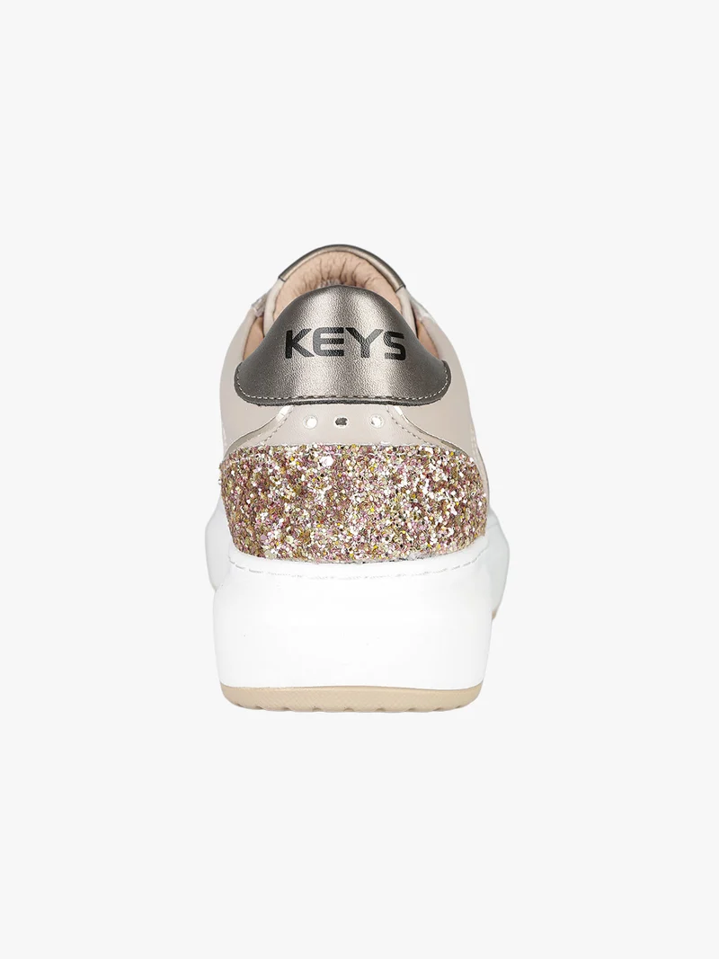 Sneakers donna stringate con platform - taupe