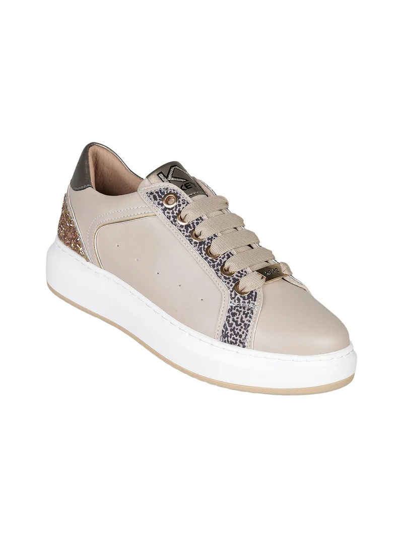 Sneakers donna stringate con platform - taupe