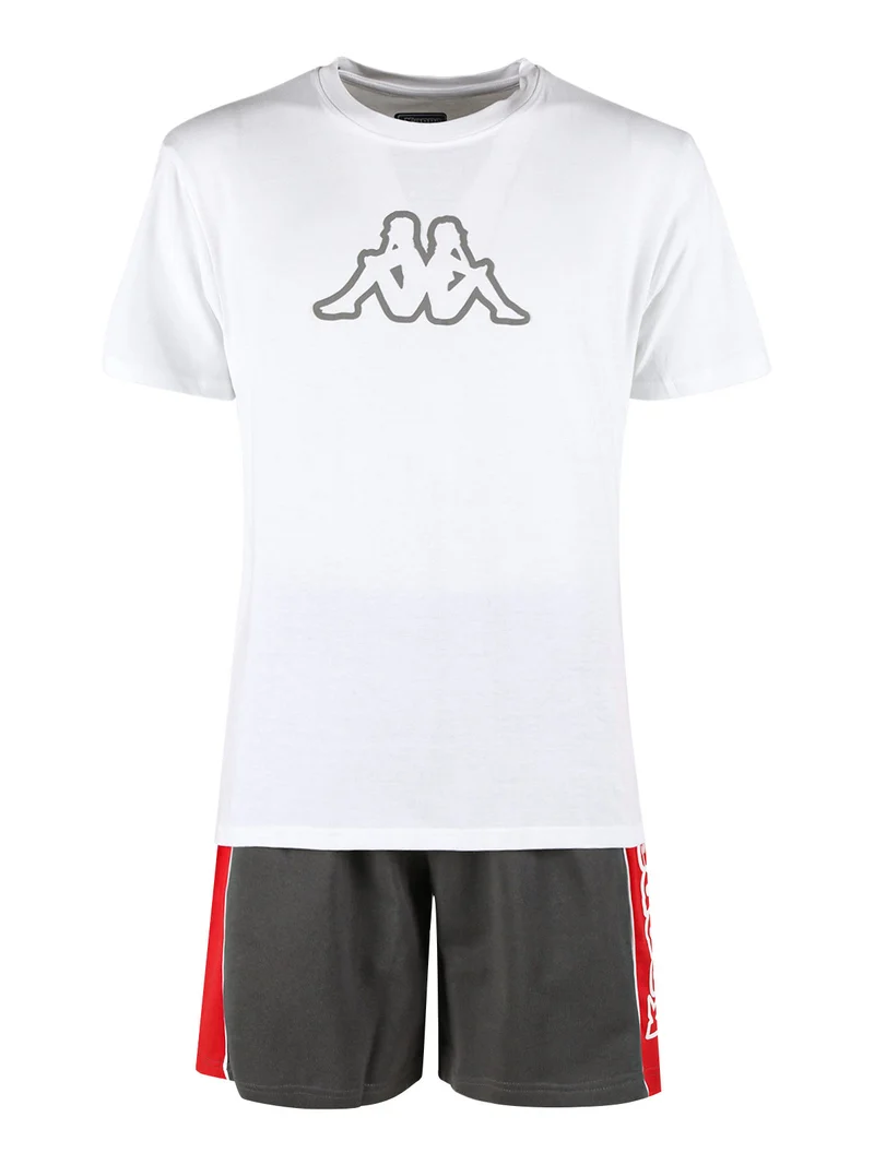 Set corto da uomo in cotone con t-shirt e bermuda in felpa - antracite