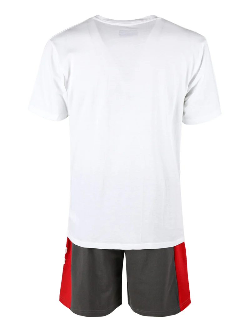 Set corto da uomo in cotone con t-shirt e bermuda in felpa - antracite