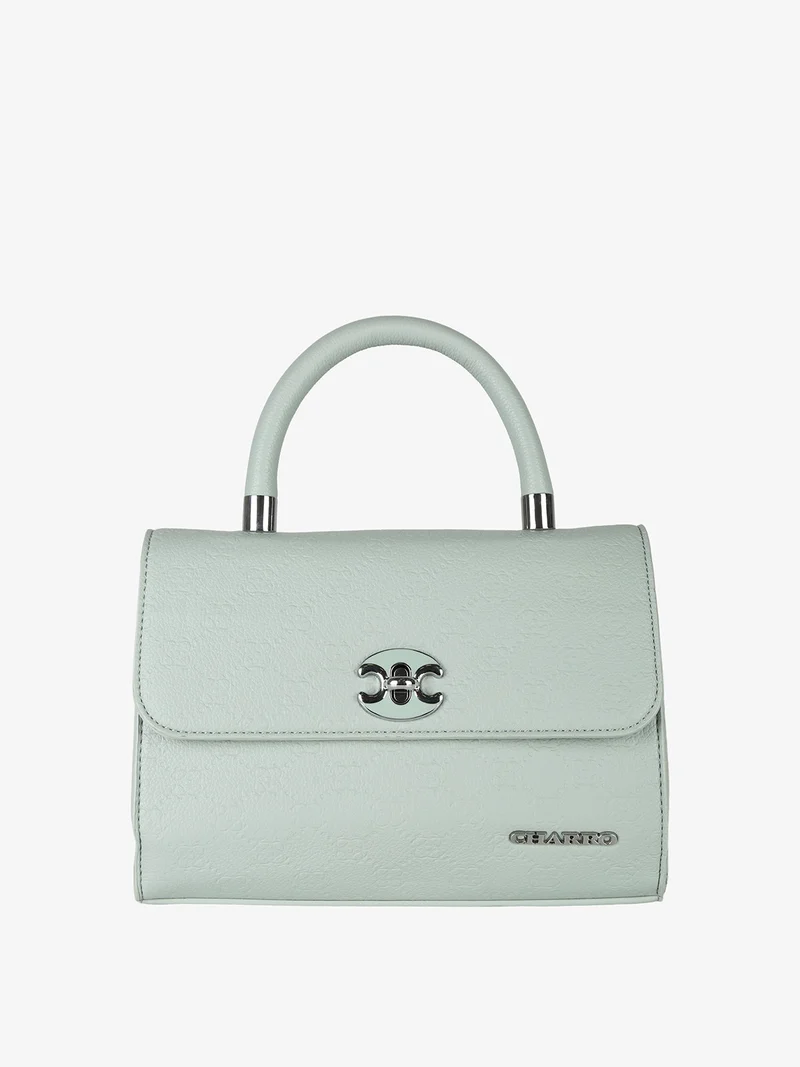 Borsa a mano da donna con patta e chiusura a girello - verde chiaro