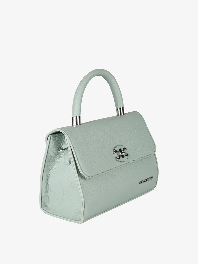 Borsa a mano da donna con patta e chiusura a girello - verde chiaro