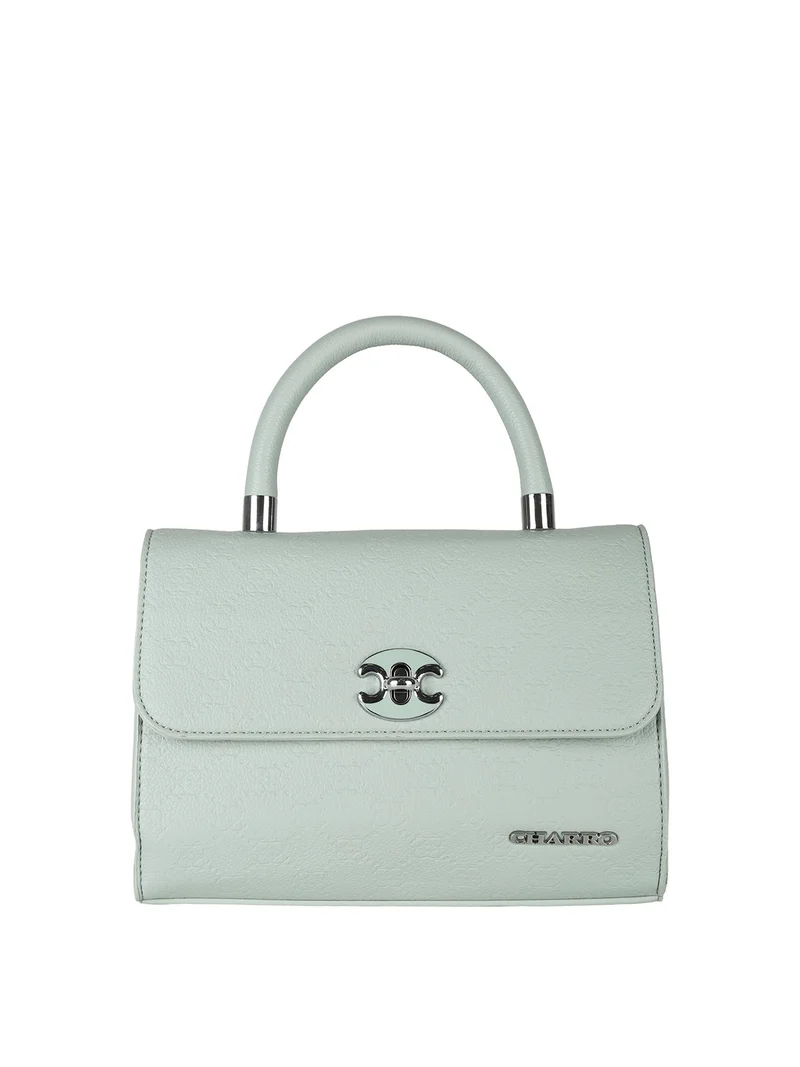 Borsa a mano da donna con patta e chiusura a girello - verde chiaro