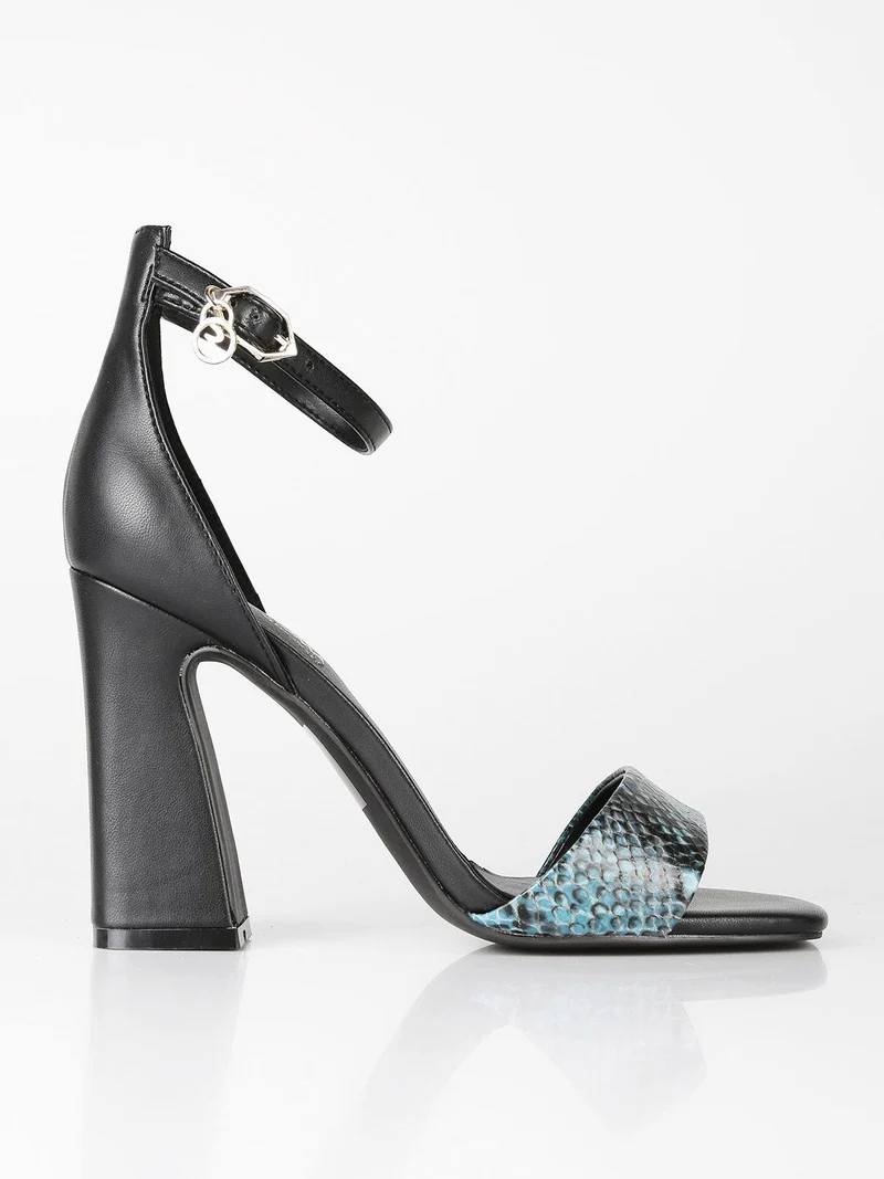 Sandali donna animalier con tacco - nero