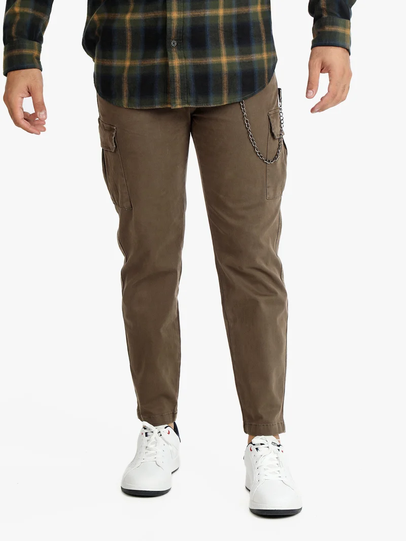Pantaloni cargo da uomo con catena - fango