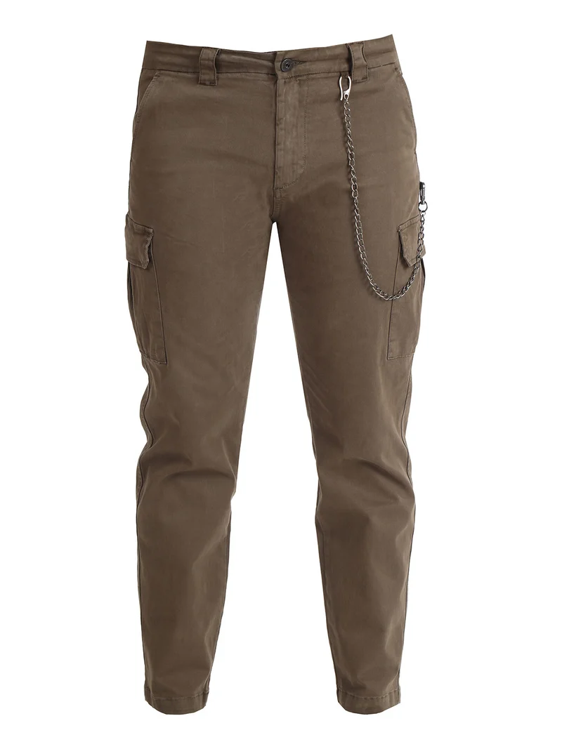 Pantaloni cargo da uomo con catena - fango