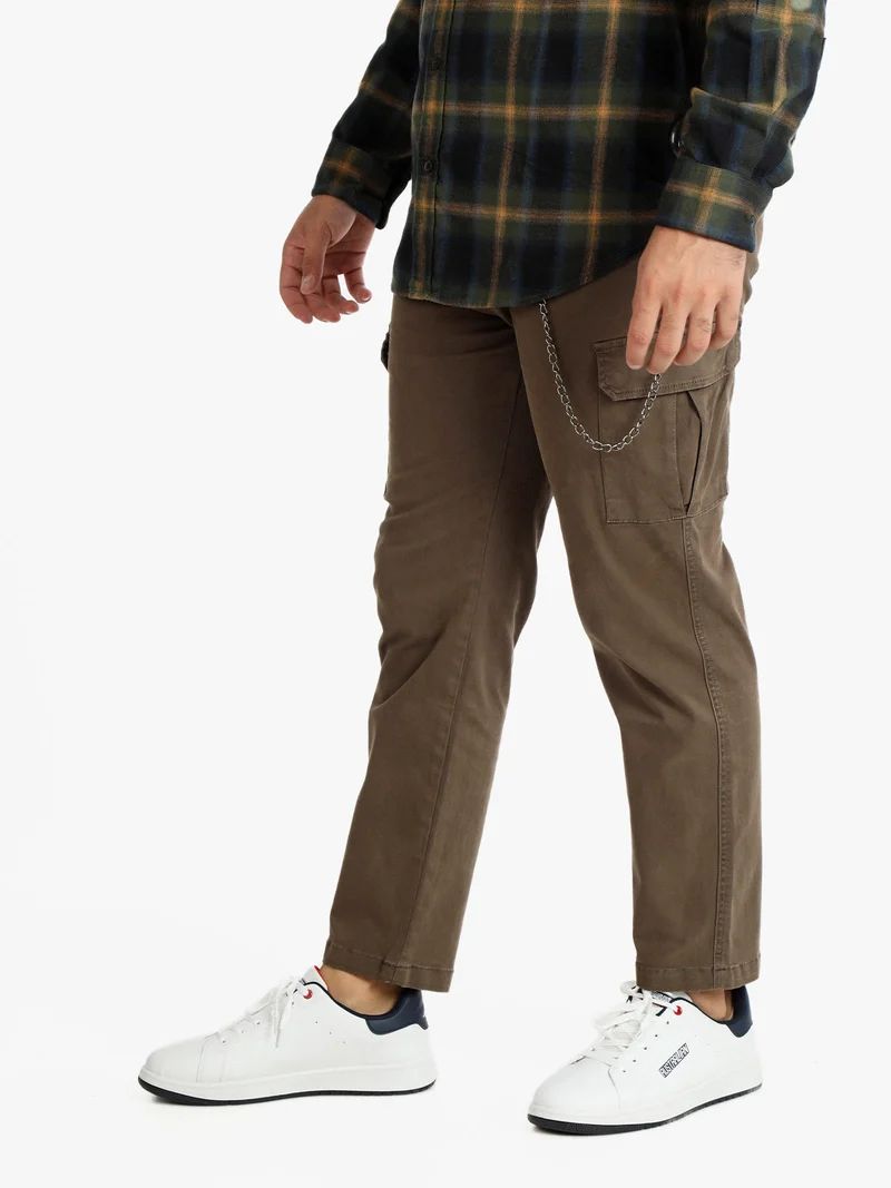 Pantaloni cargo da uomo con catena - fango