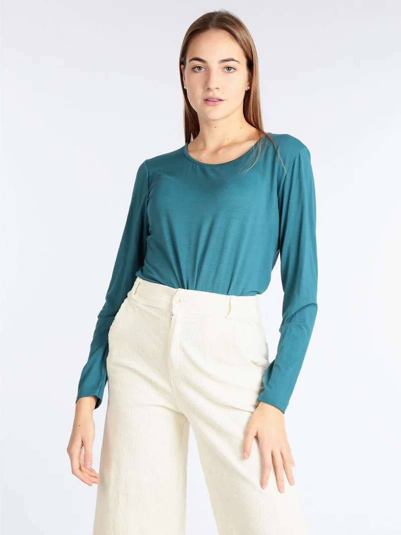 Maglia donna girocollo - ottanio
