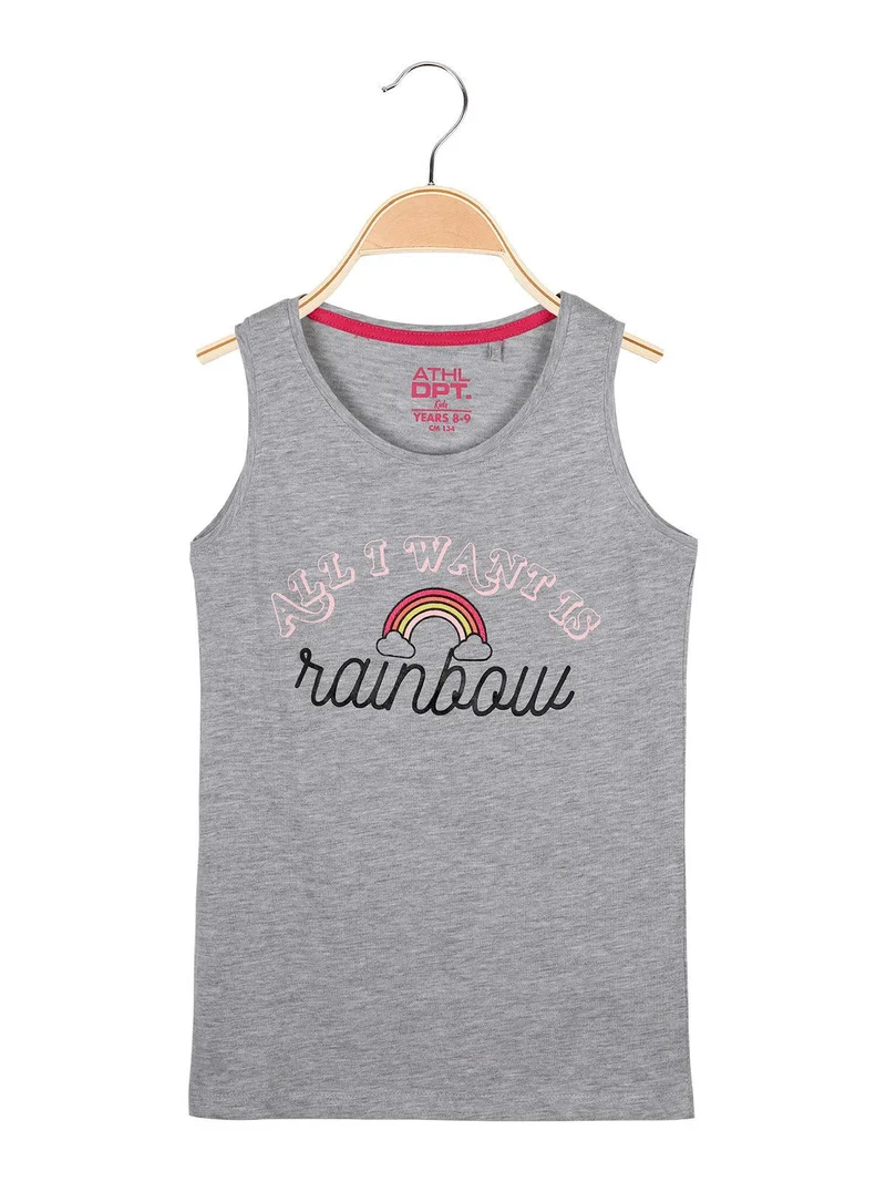 Canotta in cotone con scritte e glitter - grigio