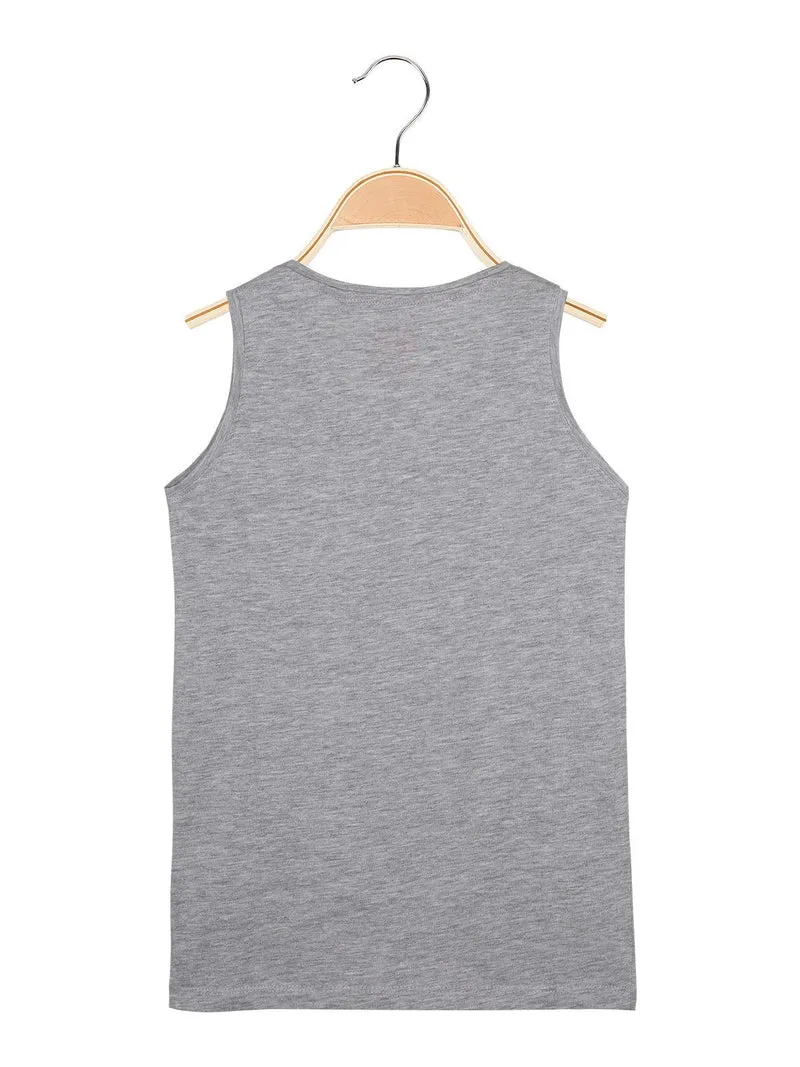 Canotta in cotone con scritte e glitter - grigio