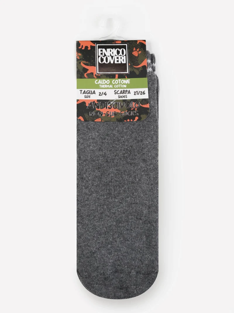 Calze antiscivolo da bambino in caldo cotone - grigio scuro