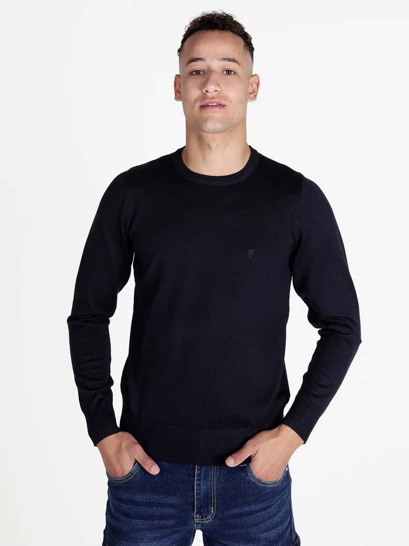 Pullover girocollo da uomo tinta unita - blu scuro