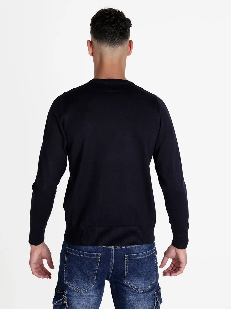 Pullover girocollo da uomo tinta unita - blu scuro