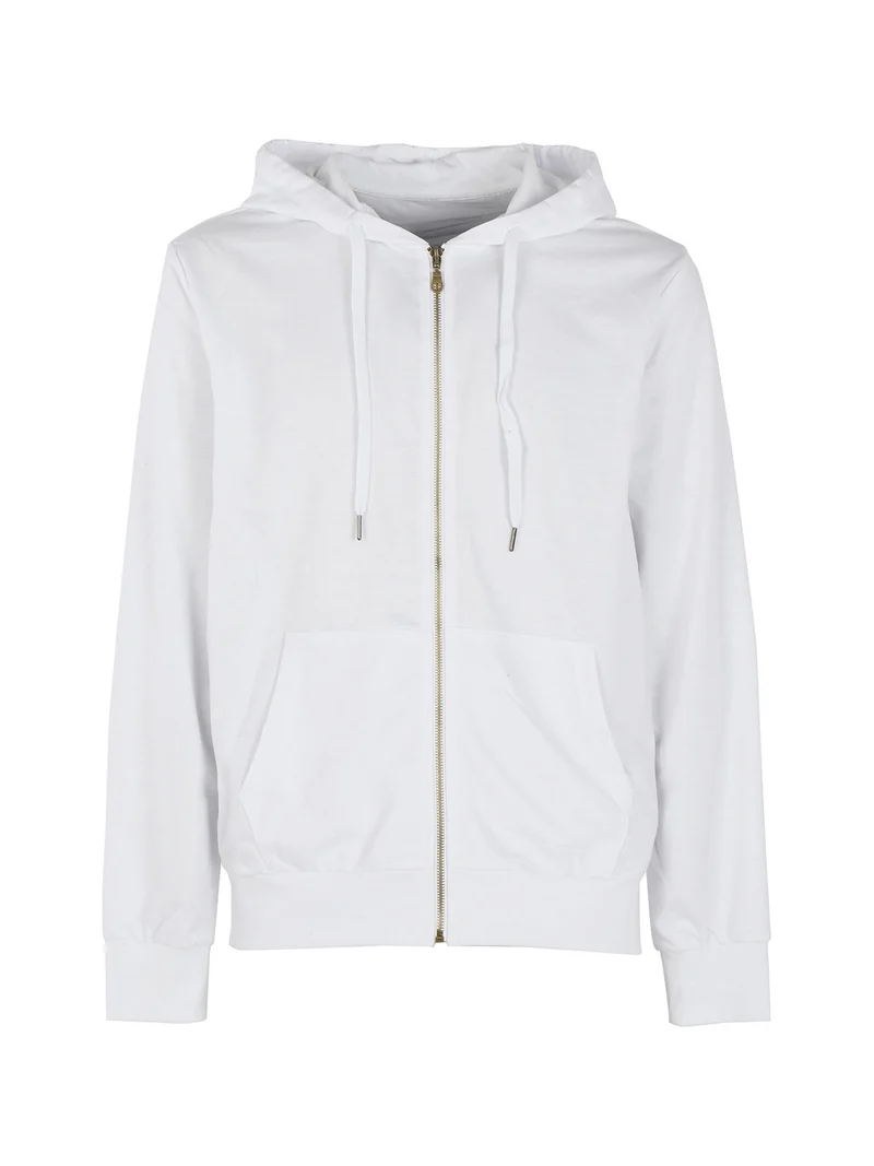 Felpa da uomo con cappuccio e zip - bianco
