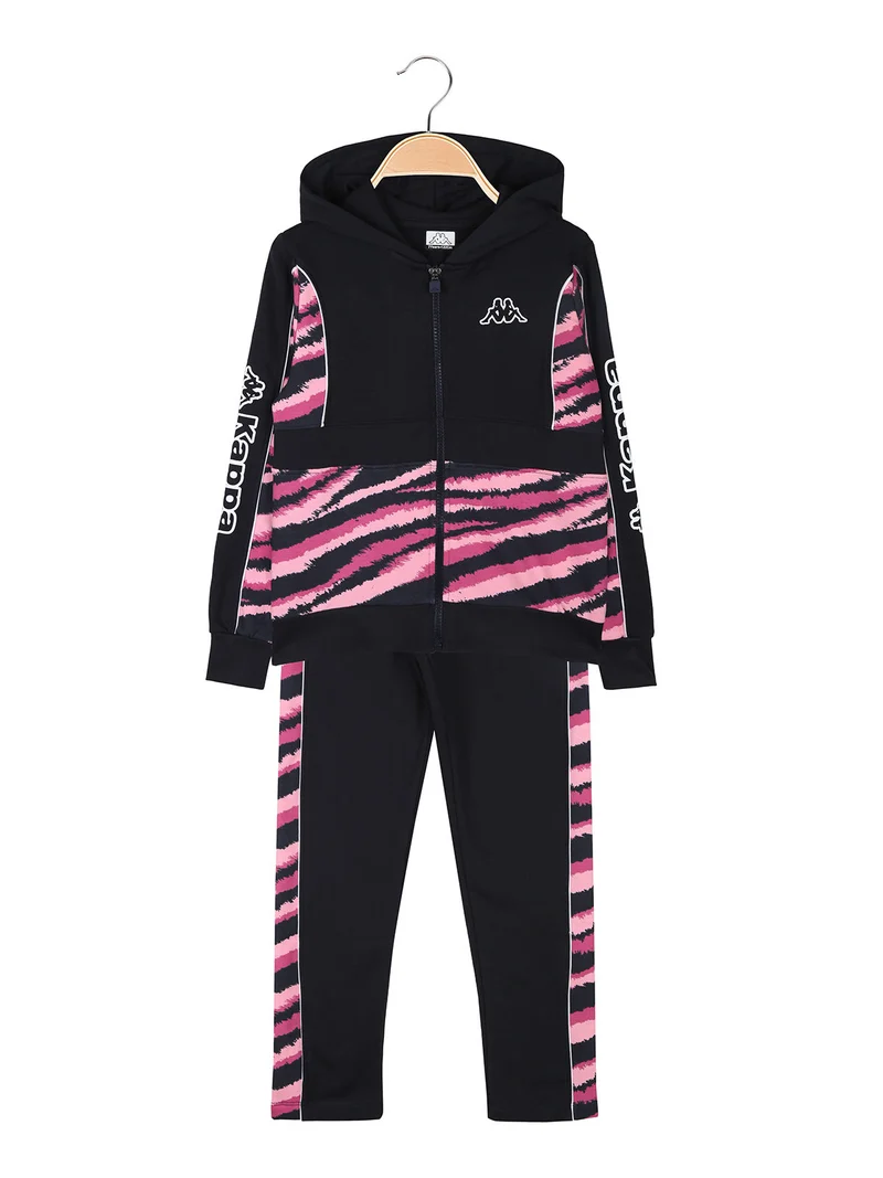 Completo da bambina 2 pezzi con cappuccio e zip - blu scuro