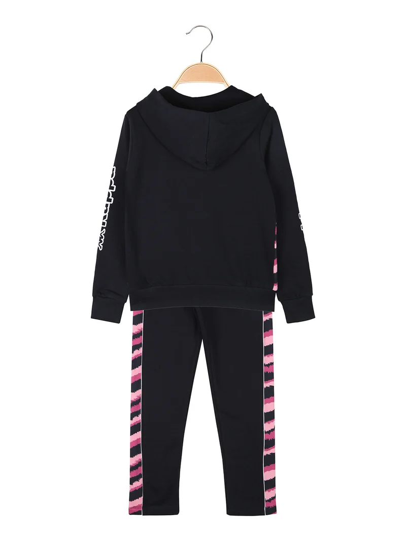 Completo da bambina 2 pezzi con cappuccio e zip - blu scuro