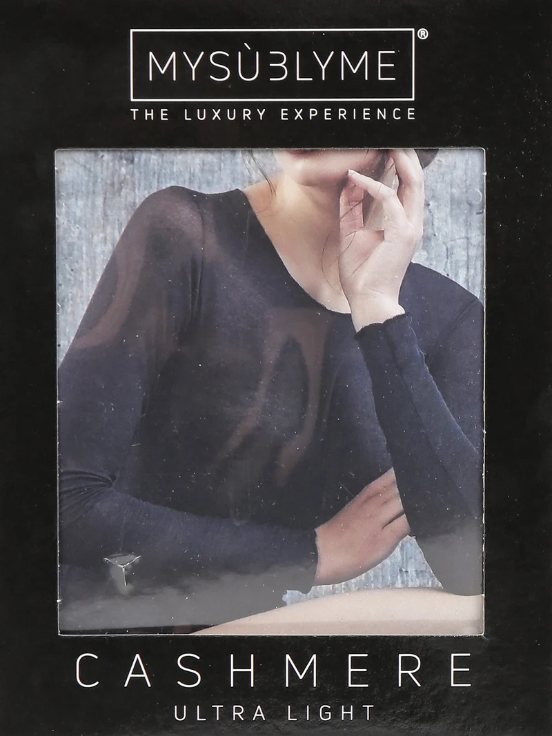 Body donna a maniche lunghe in cashmere ultra light - nero