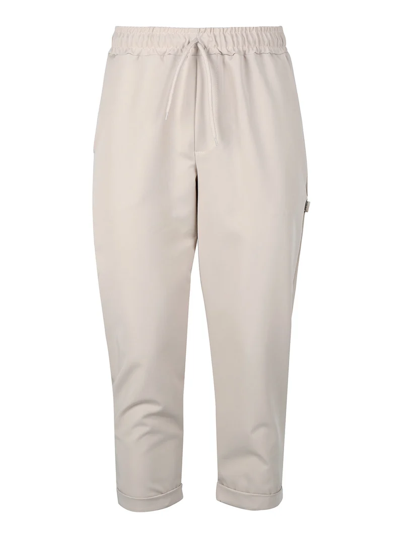 Pantaloni casual da uomo con coulisse e risvolto finale - sabbia